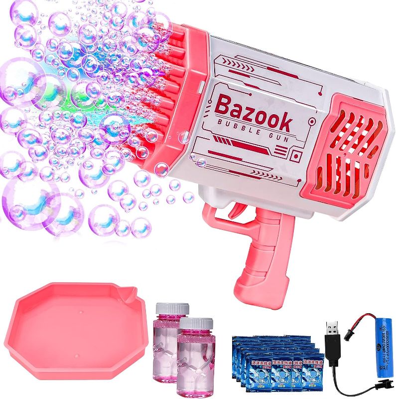 Photo 1 of Bubble Gun, Bazooka Bubble Gun, 69 Hole Bubble Gun with 20 Packs of Bubble Solution, Bubble Launcher Children's Toys Gifts for Adults Children Playing and Indoor Outdoor Party Wedding
