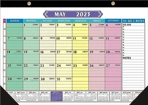 Photo 1 of Large Wall Calendar, Wall Calendar 18 Months, January 2023 to June 2024, Big Calendar with Thick Paper 17X12", Colorful Monthly Designs
