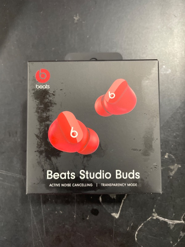 Photo 4 of Beats Studio Buds - True Wireless Noise Cancelling Earbuds - Compatible with Apple & Android, Built-in Microphone, IPX4 Rating, Sweat Resistant Earphones, Class 1 Bluetooth Headphones Red - FACTORY SEALED - OPENED FOR PICTURES 