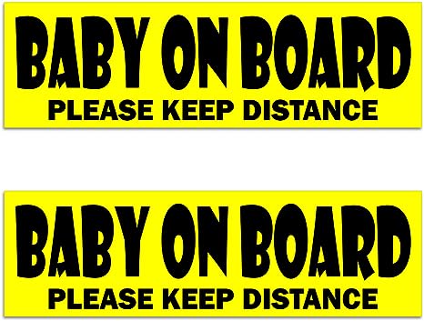 Photo 1 of 2 PC Baby on Board Sticker for Cars - 10x3 Kids on Board Car Sticker - Baby in Car Sticker for Cars - Keep Distance Babies on Board Sticker for Cars
