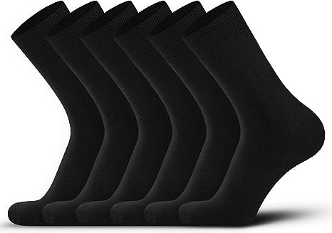 Photo 1 of DarkCom Mens Dress Socks, Black Socks for Men, 6 Pairs Classic Cotton Polyester Socks, Reinforced, Cozy
