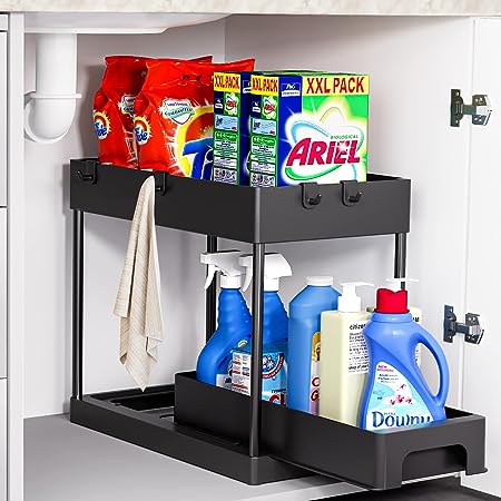 Photo 1 of  Under Sink Organizers and Storage, 2 Tier kitchen organization with Pull out Sliding Drawers, Multi-purpose Organization 