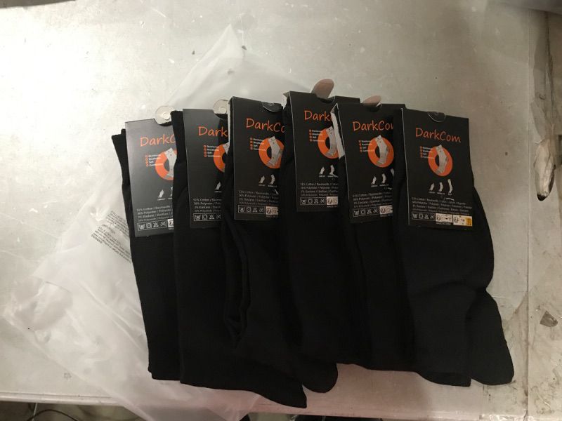 Photo 3 of DarkCom Mens Dress Socks, Black Socks for Men, 6 Pairs Classic Cotton Polyester Socks, Reinforced, Cozy
