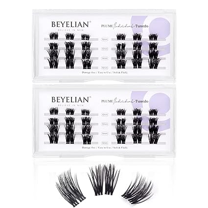 Photo 1 of Cluster Lashes, 48 Pcs DIY Eyelash Extension Individual False Eyelashes Extension Natural Look Reusable Soft Super Thin Band Lash Clusters Mix by BEYELIAN (Style4 0.07 Mix Clear Band) 3 PACK 
