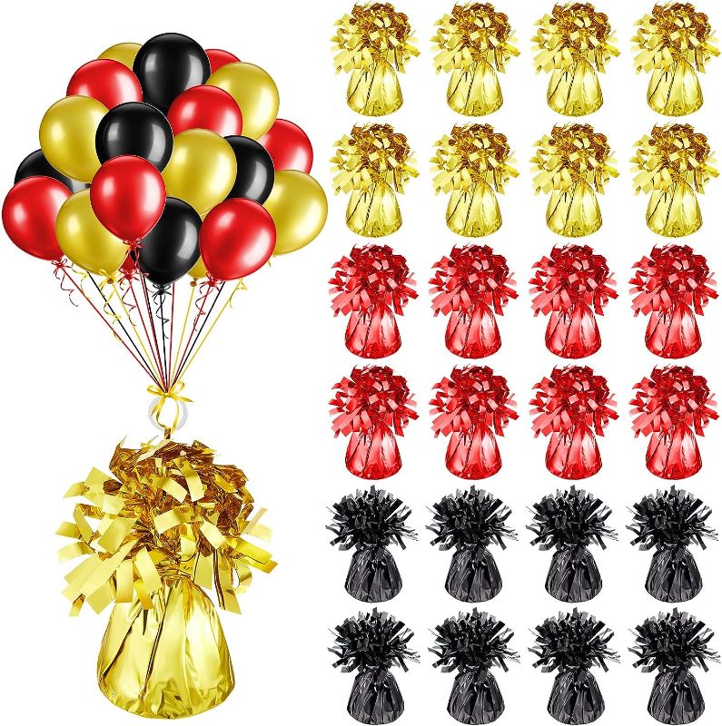 Photo 1 of 36 Pieces Graduation party Metallic Balloon Weights Set Heavy Solid Balloon Weights Table Centerpiece DIY Decor for Graduation Party Favors Graduation Decoration,Gold, Red, Black 