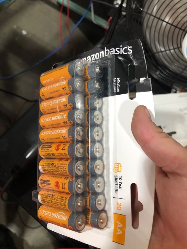 Photo 1 of Amazon Basics 20 Pack AA Alkaline Batteries - Blister Packaging 20 Count (Pack of 1)