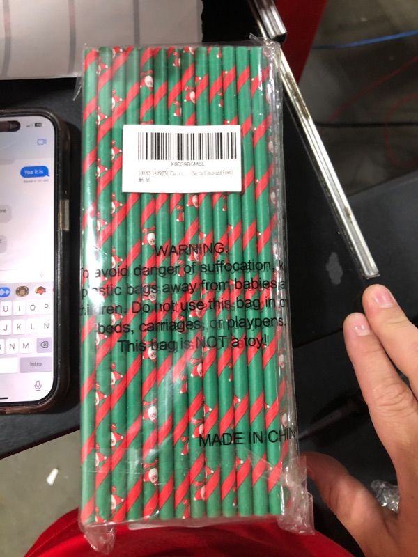 Photo 2 of 100PCS YAOSHENG Christmas Paper Straws for drinking, Biodegradable red green straws for Party Supplies,Holiday,Easter,Cake pop sticks,Thanksgiving Christmas Holiday Gift Santa Claus and Fawn