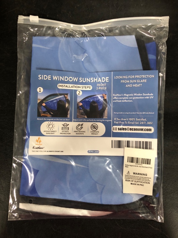 Photo 2 of EcoNour Magnetic Side Window Sunshade (2 Pack) | Kids Car Window Shade Blocks Sunlight & Keeps Your Car More Cooler | Universal Car Shade for Front Windows with Privacy Blackout | 32.5 x 19.5 Inches 2 Pack (Front) Blue