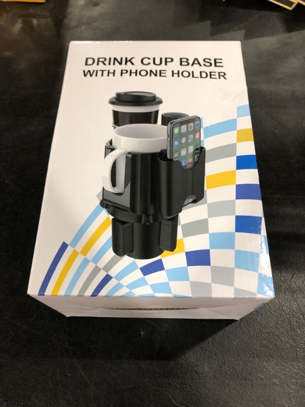 Photo 2 of Car Cup Holder Expander Adapter with Phone Holder, Multifunctional Cup Holder Expander for Car with Adjustable Base - Fits 2.75"-3.75" Cups, Mugs, Drinks by HUZZ