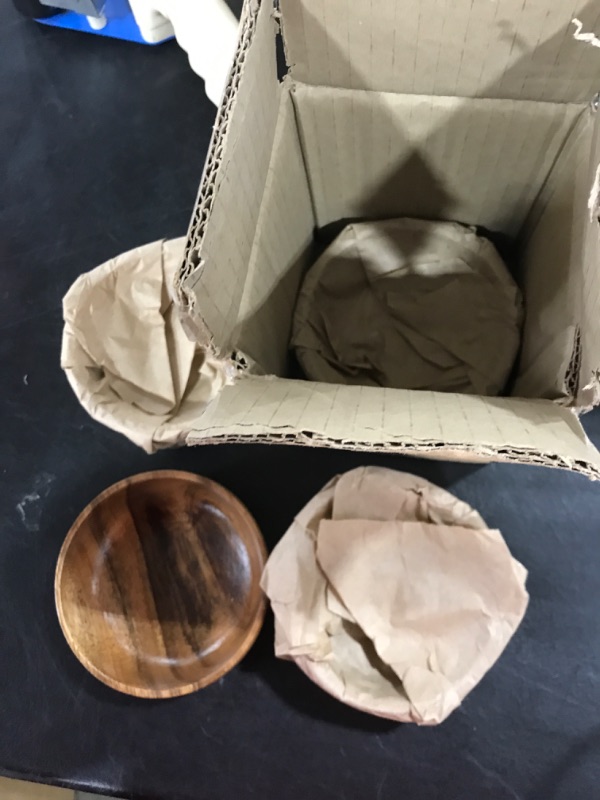 Photo 2 of 3¾" mini Acacia Round Wooden Bowl small size for Condiments, Dip Sauce, Nuts, Candy, Fruits, Appetizer, and Snacks, Calabash Wood Bowls Dia 3.75"x 1.5 H - Set of 4 