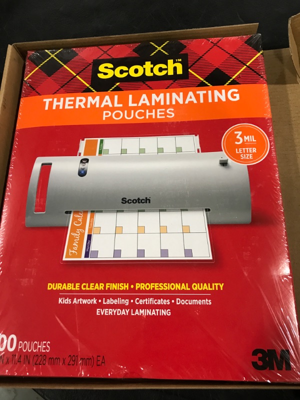 Photo 2 of Scotch Letter Size Thermal Laminating Pouches 3 mil 11 2/5 x 8 9/10 200 per Pack