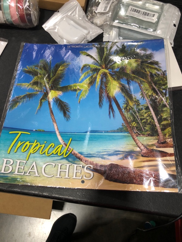 Photo 1 of Calendar 2023-2024 - Wall Calendar 2023-2024, 18-Month Wall Calendar 2023, Jan. 2023 -Jun. 2024, 12" x 24" (Open), Unruled Blocks with Thick Paper - Coconut Tree Sky Blue