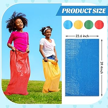 Photo 1 of 10PCS YELLOW  Potato Sack Race Bags, 39.4 x 23.6 Inch Party Games Bags Sack Bags Egg and Spoon Race Game for Kids Outside Backyard Field Easter Party Games
