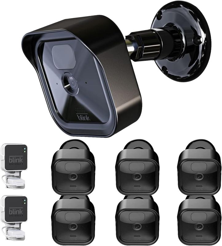 Photo 1 of All-New Blink Outdoor (3rd gen) Camera Housing and Mounting Bracket, 6 Pack Protective Cover and 360 Degree Adjustable Mount with Sync Module 2 Outlet Mount for Blink Camera Security System (Black) 