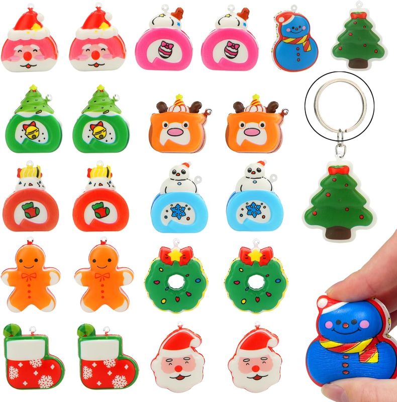 Photo 1 of 24 Pack Christmas Squishy Toys, Mini Slow Rising Squishies Party Favors for Kids Birthday Gift Goodie Bag Pinata Stocking Stuffers Classroom Carnival Prizes Treasure Box Boys Girls 