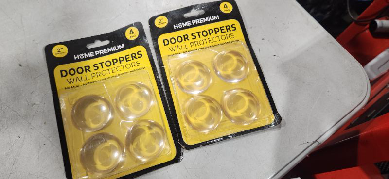 Photo 2 of 2 pack of Door Stoppers Wall Protector - Durable Door Stops for Wall with Strong Adhesive - Easy to Install Wall Protectors from Door Knobs Damage (4 Pack, Clear)
