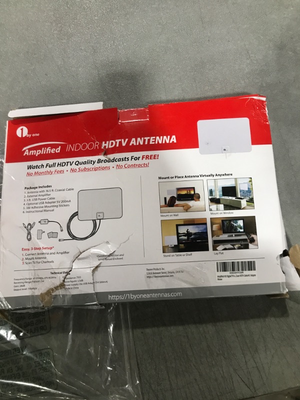 Photo 3 of 1byone Amplified HD Digital TV Antenna - Support 4K 1080p and All Older TV's - Indoor Smart Switch Amplifier Signal Booster - Coax HDTV Cable/AC Adapter (White)