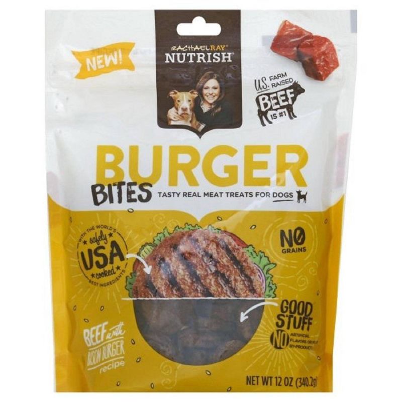 Photo 1 of  12 Oz Rachael Ray Nutrish Burger Bites Dog Treats, Beef with Bison Burger BB:12/18/23