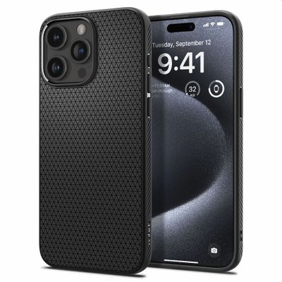 Photo 1 of Spigen Liquid Air Geschikt Voor Apple iPhone 15 Pro Telefoonhoesje - Zwart