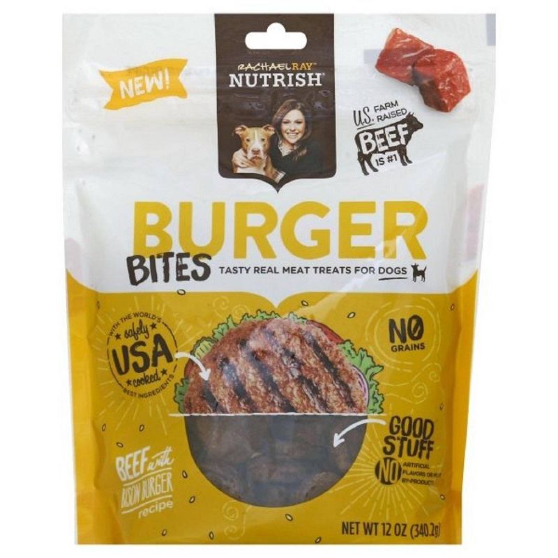 Photo 1 of 12 Oz Rachael Ray Nutrish Burger Bites Dog Treats, Beef with Bison Burger BB:12/18/23