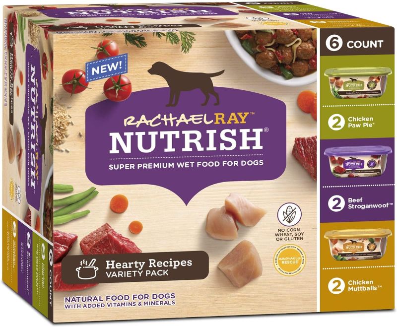 Photo 1 of 2 packs of Rachael Ray Nutrish Grain Free Wet Dog Food Three Flavors Variety Pack, Case of 8 OZ Trays 8 Ounce (Pack of 6) Exp: 01/18/24