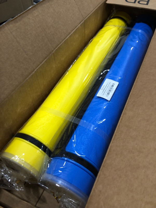 Photo 2 of 2-Pack Extendable Poster Tubes Expand from 24.5” to 40” with Shoulder Strap | Carry Documents, Blueprints, Drawings and Art | Blue and Yellow Portable Durable Round Storage Cases with Lids and Labels