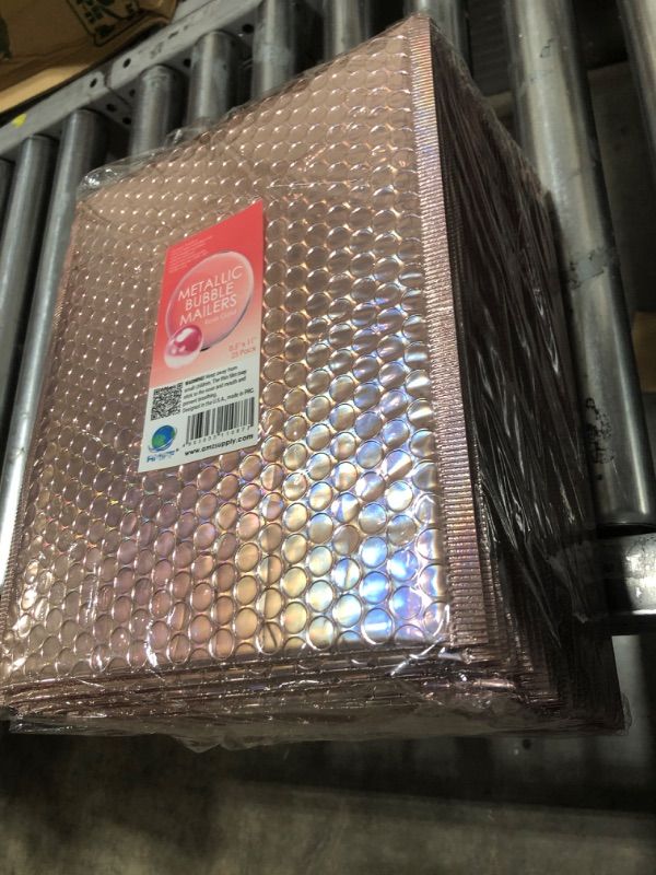 Photo 2 of AMZ Rose Gold Metallic Bubble Mailers 8 x 11 Inch. Self Seal Padded Envelopes 25 Pack. Waterproof Metalized Foil Shipping Envelopes. Durable Padded Mailing Envelopes. Gift Bubble Envelopes for Packing Rose Gold 8" x 11" / 25 Pack