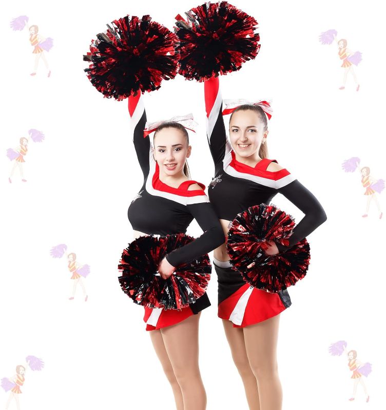 Photo 1 of 25 Pack Cheerleading Pom Poms with Baton Handle 