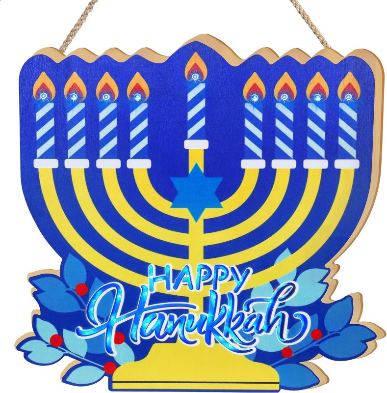 Photo 1 of [Lighted] Hanukkah Decorations for Home Outdoor Indoor, Battery Operated Hanukkah Decor -11.8 in 
