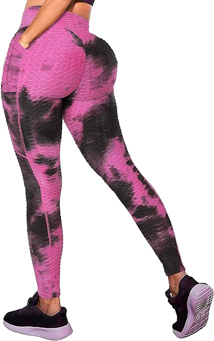 Photo 1 of Msicyness Tiktok Trending Leggings Women's High Waist Yoga Pants Ruched Butt Lift Leggings Textured Scrunch Booty Tights - large 
