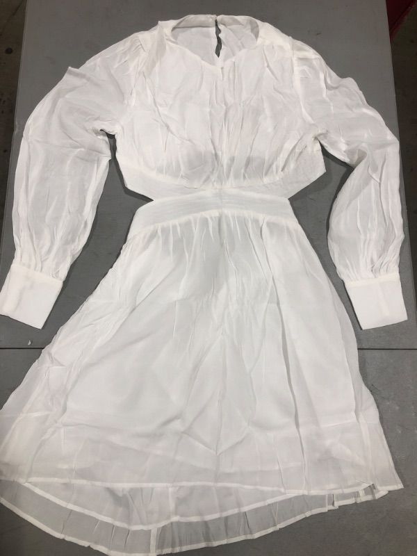 Photo 1 of * STOCK PHOTO FOR REFERENCE ONLY*Acelitt Womens Lantern Long Sleeve Crewneck Crossover Waist Dresses Ruffle Mini Dress, LARGE 