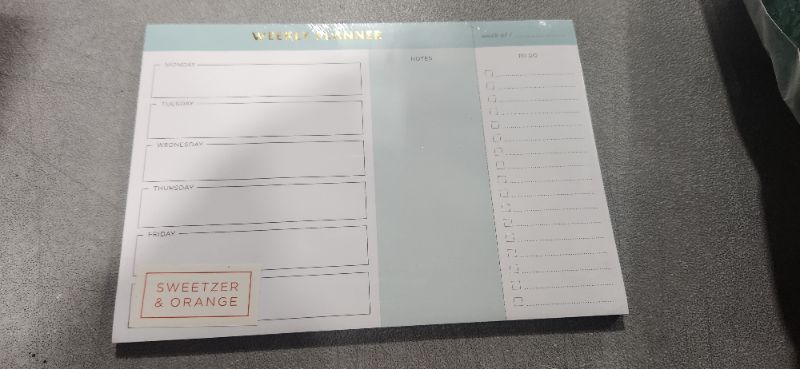 Photo 2 of Sweetzer & Orange Weekly To Do List Pad. Teal Gold Weekly Planner Notepad with Daily Planner Agenda Squares. 7x10” Day Planner 2022 2023 - Student Planner, Work Planner and Checklist Note Pad. Mint