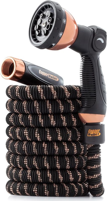 Photo 1 of 2024 Pocket Hose Copper Bullet With Thumb Spray Nozzle AS-SEEN-ON-TV Expands to 50 ft, 650psi 3/4 in Solid Copper Anodized Aluminum Fittings Lead-Free Lightweight No-Kink Garden Hose
