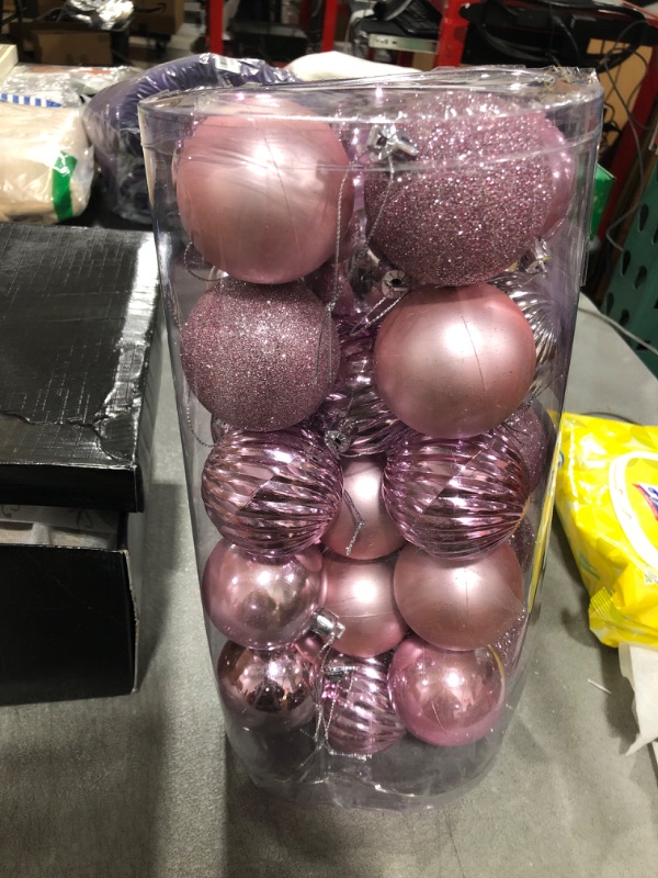 Photo 2 of 2.36" Christmas Ball Ornaments Shatterproof Pink Christmas Ornaments Set 30 pcs Pink Ornaments for Christmas Tree Halloween Holiday Wedding Party Decoration Pink 2.36"/30pcs