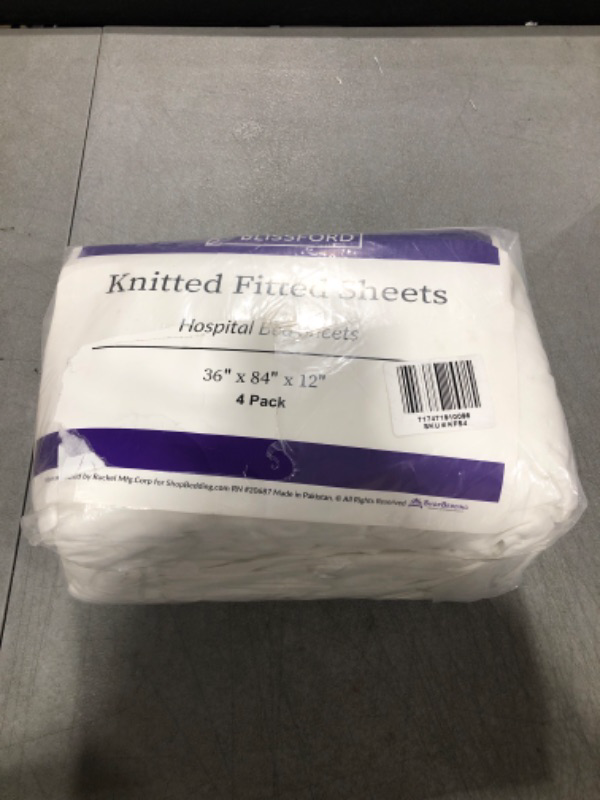 Photo 2 of 4 Pack Fitted Hospital Bed Sheets - Cotton Rich Soft Knitted Jersey Sheet 36” x 84” x 12" 4 Per Pack