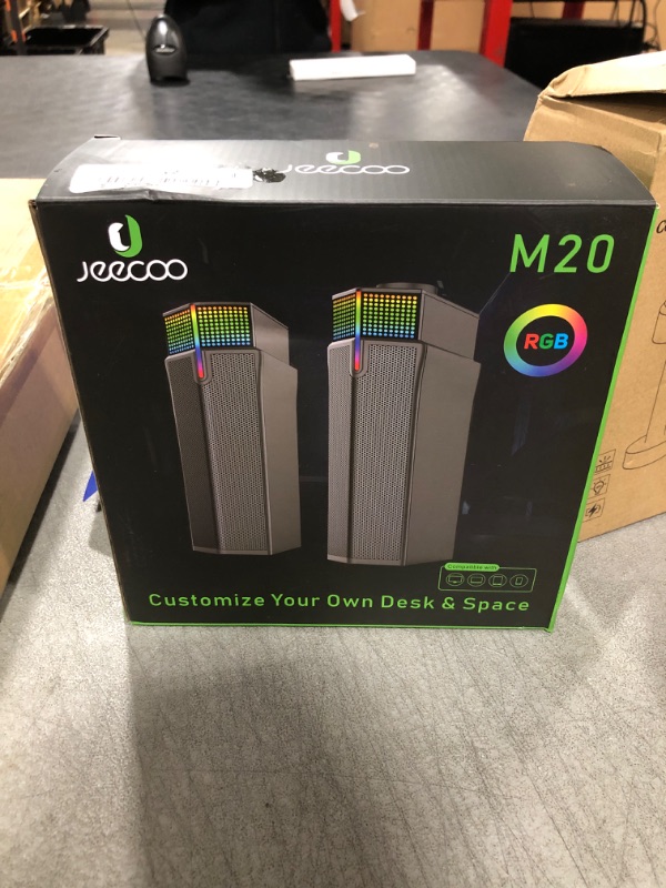 Photo 1 of Jeecoo M20 Computer Speakers for PC Desktop Monitor, Bluetooth V5.3 PC Sound Bar - Wired USB-Powered, Superb Stereo Sound, with Gradient RGB Lighting - Combine/Separate to Customize Your Desk