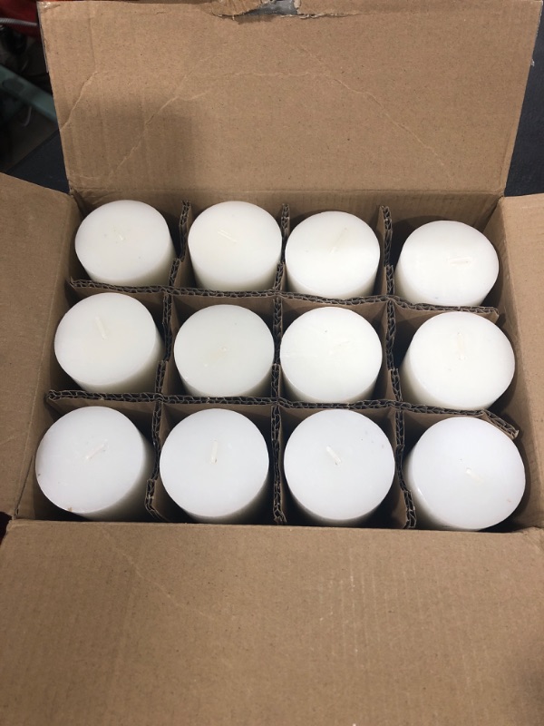 Photo 2 of 12 Pack 2x3 Inch Pillar Candles, Unscented Column Candles for Home Restaurants Spa Church Weddings, Smokeless Dripless and Clean Burning Emergency Candle - White 