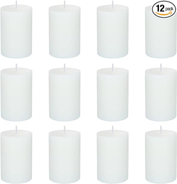 Photo 1 of 12 Pack 2x3 Inch Pillar Candles, Unscented Column Candles for Home Restaurants Spa Church Weddings, Smokeless Dripless and Clean Burning Emergency Candle - White 