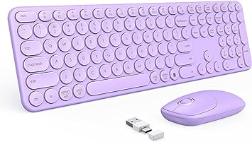 Photo 1 of Purple Keyboard and Mouse Wireless, PEIOUS Cute Wireless Keyboard and Mouse with USB and Type C Receiver, Full Size Cordless Purple Wireless Keyboard for Mac and Windows, Laptop, PC (Purple) 