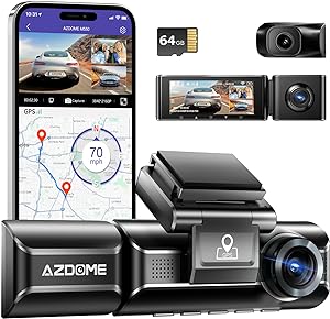 Photo 1 of AZDOME M550 4K WiFi 3 Channel On Dash Cam, Dual Front and Rear for Car 4K+1080P Free 64GB Card, Built-in GPS 24H Parking Mode IR Night Vision WDR 3.19" IPS, Max up Support to 256GB, Easy to Install