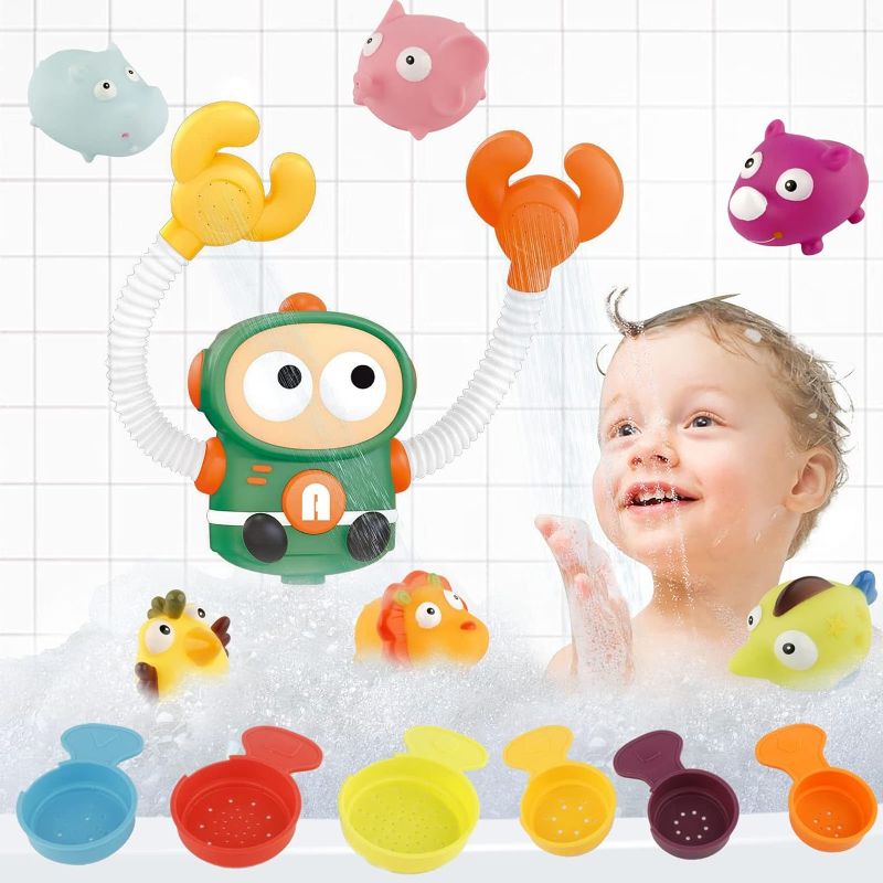 Photo 1 of Bath Toy Bathtub Toy with Shower and Floating Toys, Baby Bath Toys Suction Cup Bath Toys Bathtub Toys for Toddlers Infant Kids Boys Girls,
