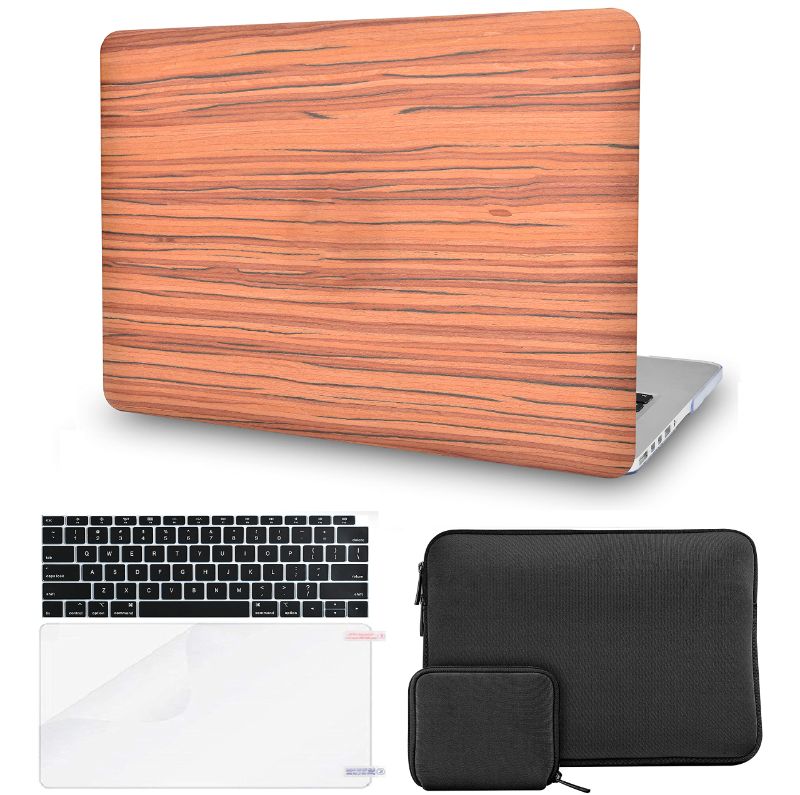 Photo 1 of KECC Compatible with MacBook Air 13 inch Case A1932 Retina Display + Touch ID Italian Leather Hard Shell + Keyboard Cover+Slim Sleeve + Screen Protector + Pouch (Wood Leather 32) A1932 Mac Air 13 in Retina 2020/19/18 Wood Leather 32