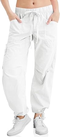 Photo 1 of Cicy Bell Parachute Cargo Pants for Women Baggy Low Waisted Drawstring Y2K Cotton Pants /   size large 