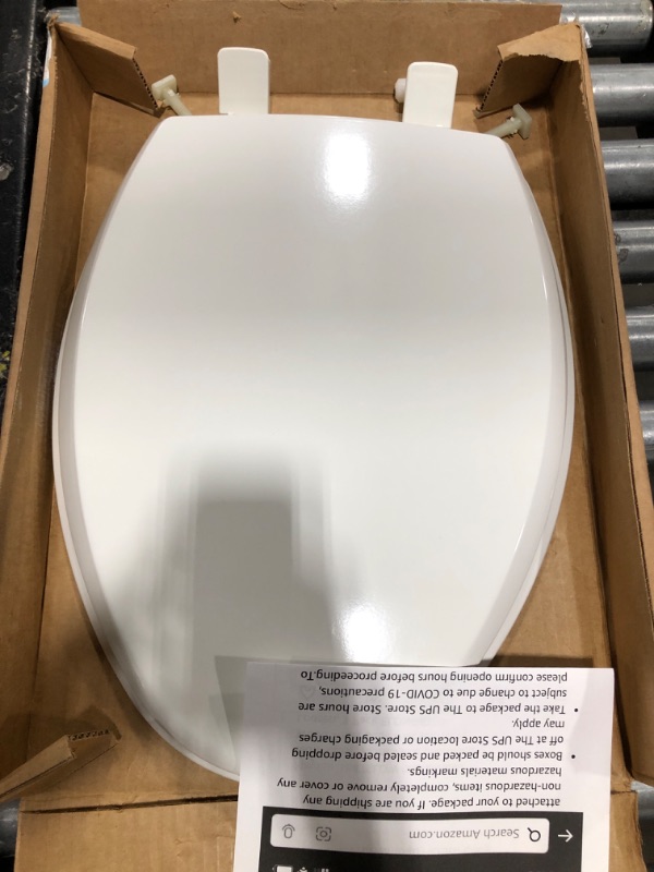 Photo 2 of Mayfair 1847SLOW 000 Kendall Slow-Close, Removable Enameled Wood Toilet Seat That Will Never Loosen, 1 Pack ELONGATED - Premium Hinge, White ELONGATED White Toilet Seat