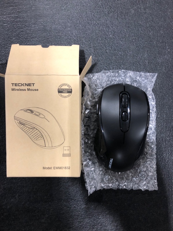 Photo 2 of Bluetooth Wireless Mouse, TECKNET 3 Modes Bluetooth 5.0 & 3.0 Mouse 2.4G Wireless Portable Optical Mouse with USB Nano Receiver, 2400 DPI for Laptop, MacBook, PC, Windows, Android, OS System (Blak) Black