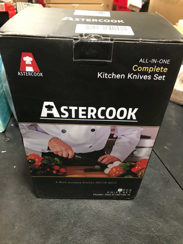 Photo 1 of Knife Set, 15 Pieces Chef Kitchen Knife Set with Block, Built-in Knife Sharpener, German Stainless Steel Knife Block Set, Dishwasher Safe, Elegant Black