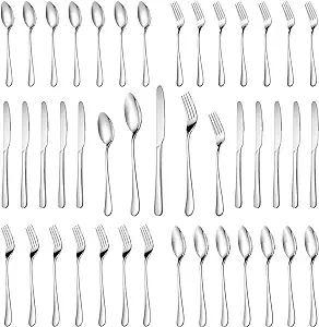 Photo 1 of 30 Piece Silverware Set Service for 6,Premium Stainless Steel Flatware Set,Mirror Polished Cutlery Utensil Set,Durable Home Kitchen Eating Tableware Set,Include Fork Knife Spoon Set,Dishwasher Safe