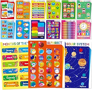 Photo 1 of 15 Packs Educational Poster, Thick Early Learning Posters Waterproof & Tear Proof with PET Film, Alphabet/Numbers 1-100/Season/Colors/Shapes Posters for Kindergarten Preschool Toddlers (17.5”x13.4”) 