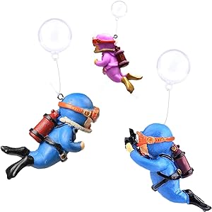 Photo 1 of 3 Pack Fish Tank Decorations,Cartoon Little Diver Aquarium Decoration Fish Tank Aquarium Diver Ornament Floating Aquarium Accessories 