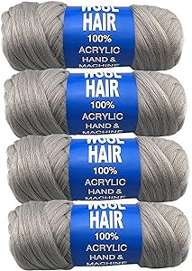 Photo 1 of 4 Packs Brazilian Wool Hair Yarn, Wool Yarn for Hair Jumbo Braiding& Senegalese Twisting Wool Hair Attachment Knitting Hair Braids(Silver Gray)